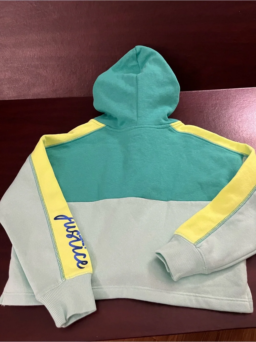 Justice Girls Teal, Mint & Yellow Hooded Pullover